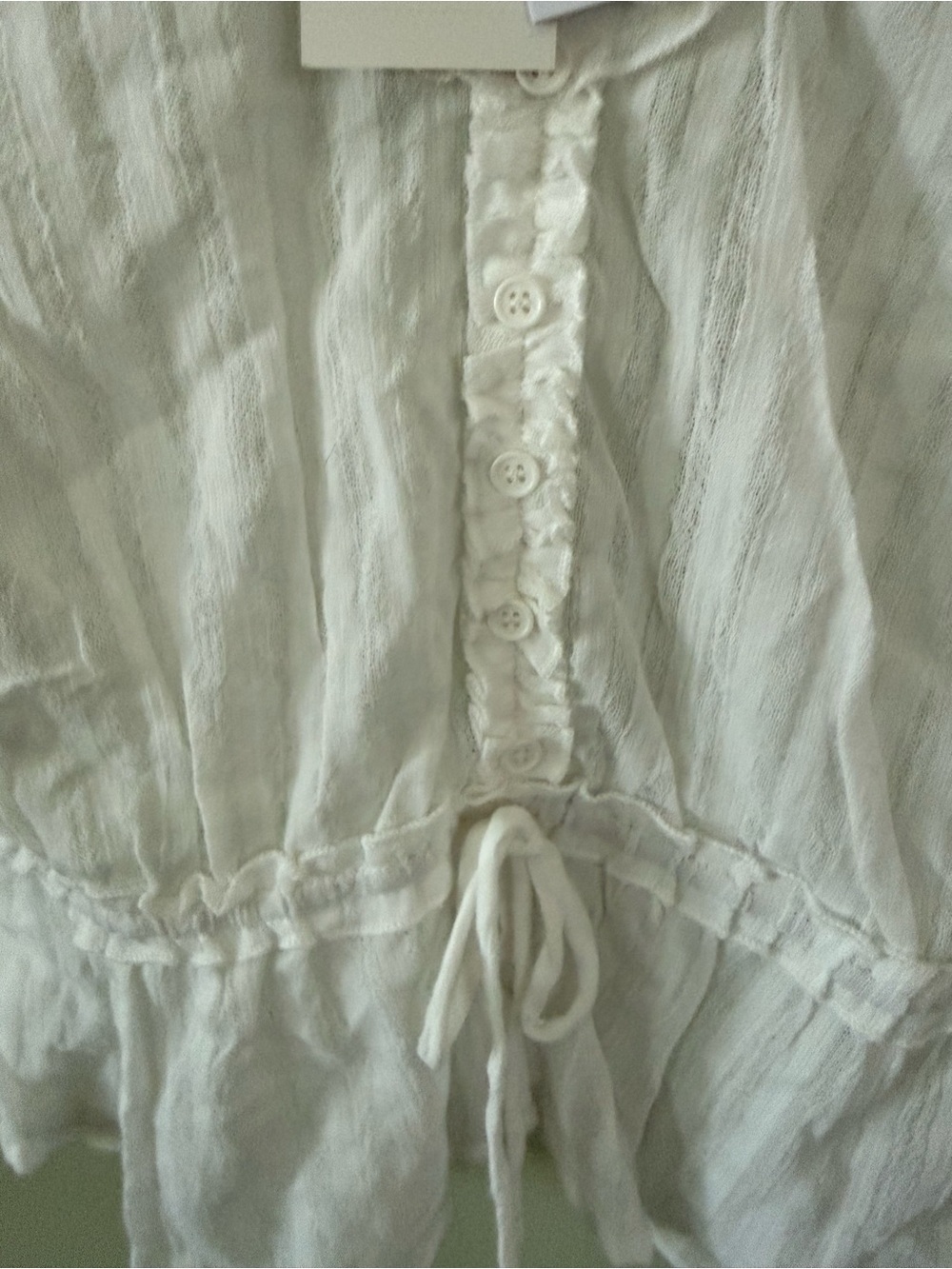 Steve Madden White Tie-Waist Peasant Blouse - Picture 3 of 6